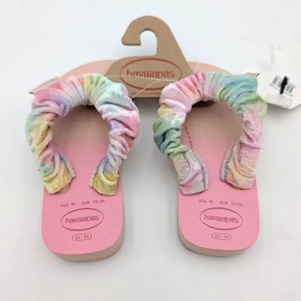 Havaianas Fluffy Flip Flop Thong Sandals Kids Ballet Rose Size US9C EU25/26